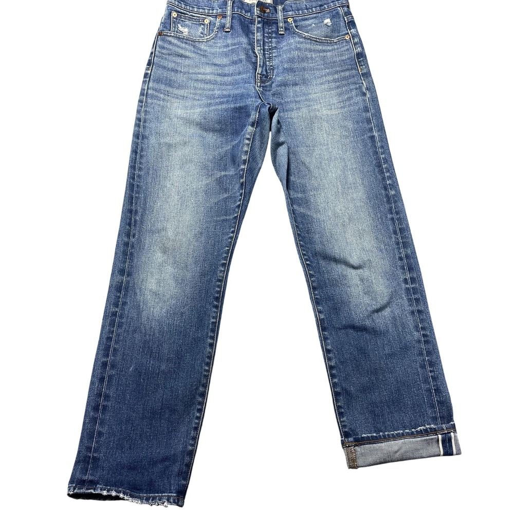 Madewell Classic Straight Jeans Womens 28x29 Blue Wash High Rise Selvedge Fade